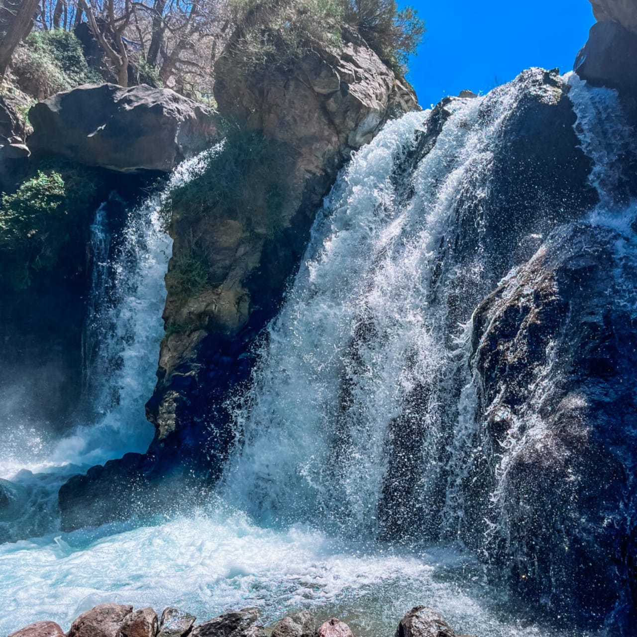 Waterfall crashing into a pool at Setti Fatma in the Ourika Valley